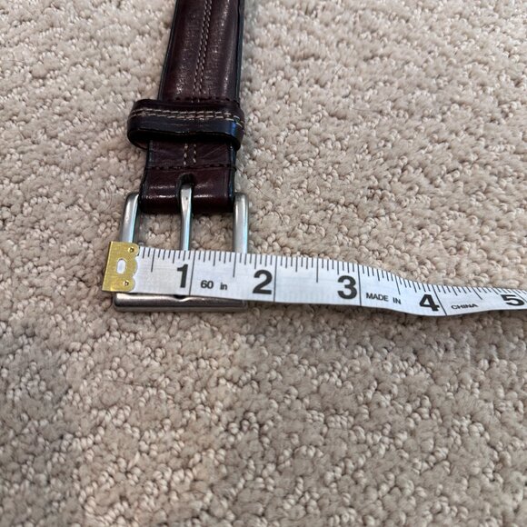 Coach Leather Belt Size 36 Classic Dark Brown Contrast Stitch Nickel Hardware - Picture 10 of 12